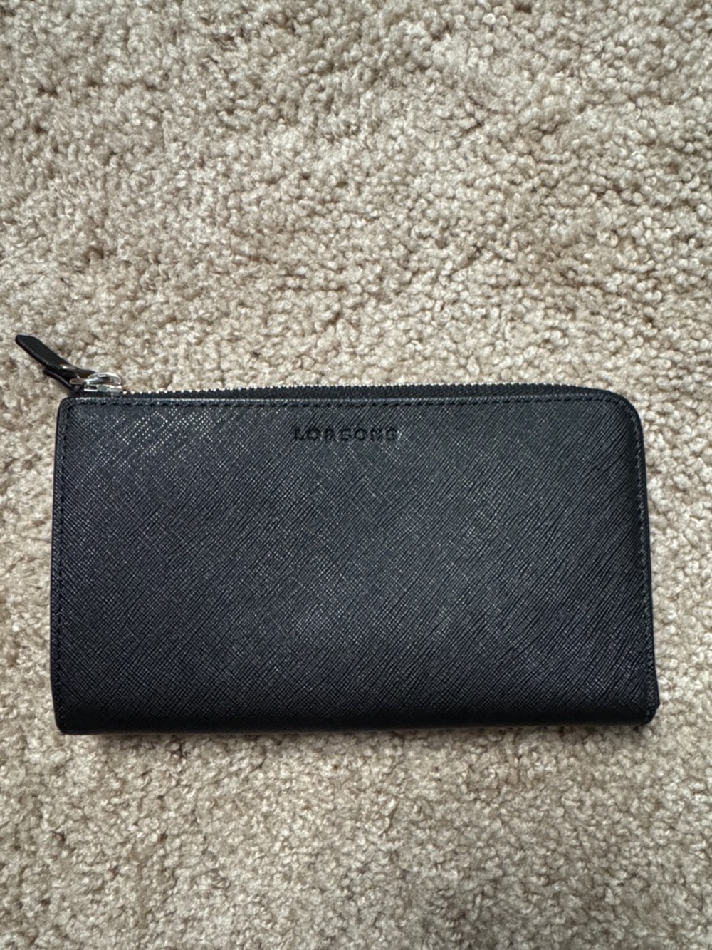 Lo & Sons Black Saffiano Zip Wallet